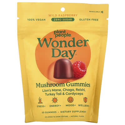 Plant People Желейные конфеты Mushroom Gummies, Wild Raspberry, 60 шт.