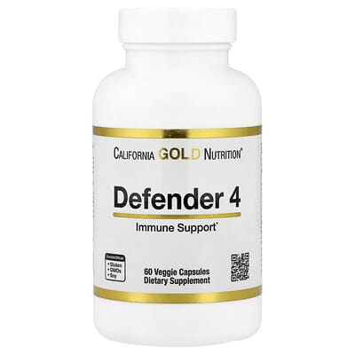 Defender 4, с витамином C, витамином D, цинком и селеном, 60 вегетарианских капсул