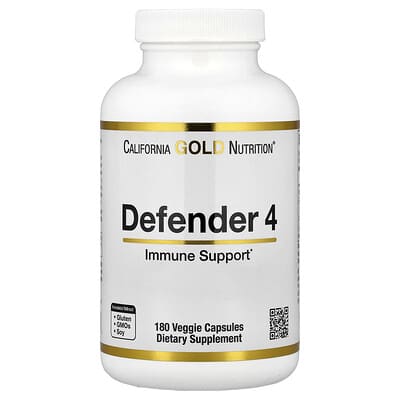 Defender 4, с витамином C, витамином D, цинком и селеном, 180 вегетарианских капсул