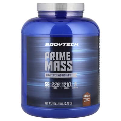 Prime Mass, High Protein Weight Gainer, Chocolate, 6 lbs (2.72 kg)