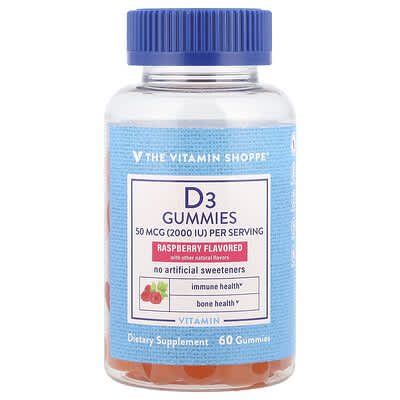 Vitamin D3 Gummies, Raspberry, 60 Gummies (25 mcg per Gummy)