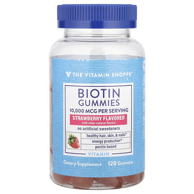 The Vitamin Shoppe жевательные мармеладки с биотином, клубника, 120 штук (5,000 mcg)