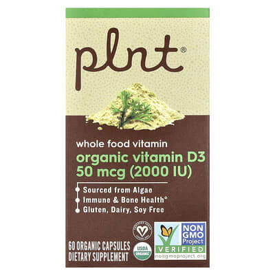Organic Vitamin D3, 50 mcg (2,000 IU), 60 Organic Capsules