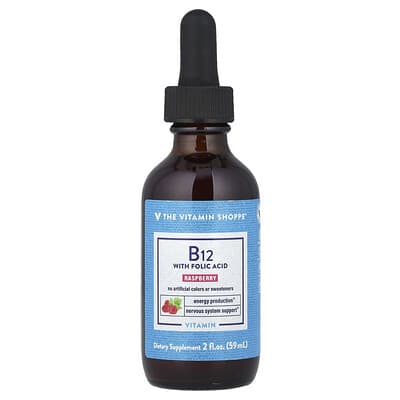 Vitamin B12 with Folic Acid, Raspberry, 2 fl oz (59 ml)