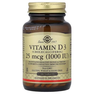 Vitamin D3, 25 mcg (1,000 IU), 180 Tablets