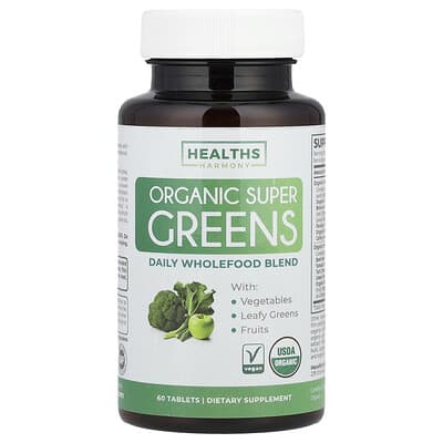 Органические суперфуд-таблетки Organic Super Greens, 60 шт