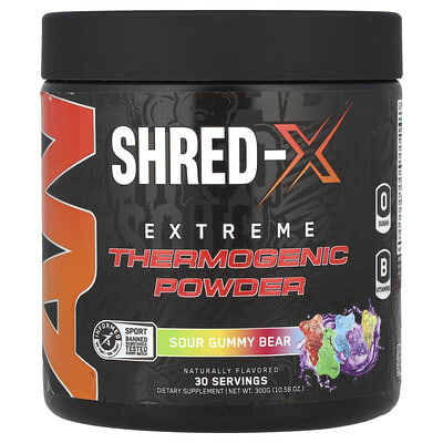 Shred-X, Extreme Thermogenic Powder, Sour Gummy Bear, 10.58 oz (300 g)