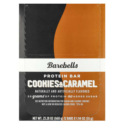 Протеиновый батончик Barebells Cookies & Caramel, 12 шт., 1.94 oz (55 g) каждый