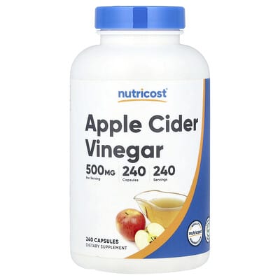 Яблочный уксус Nutricost, 500 mg, 240 Capsules
