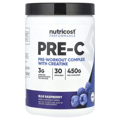 Performance, Pre-C, Pre-Workout Complex With Creatine, Blue Raspberry, 1 lb (450 g)