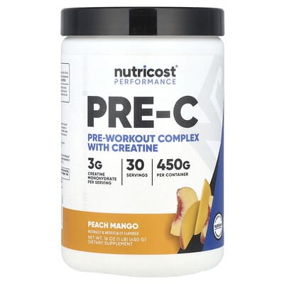 Performance, Pre-C, Pre-Workout Complex With Creatine, Peach Mango, 1 lb (450 g)