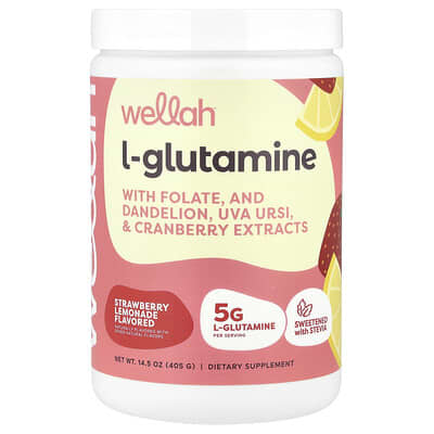 L-Glutamine Wellah, клубничное лимонад, 405 g