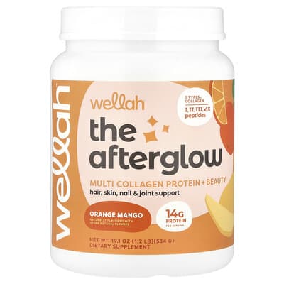 Протеин Wellah The Afterglow, Multi Collagen + Beauty, Orange Mango, 534 g