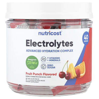 Nutricist Электролиты Advanced Hydration Complex, Fruit Punch, 40 Stick Packs, 0.14 oz (4 g) Each