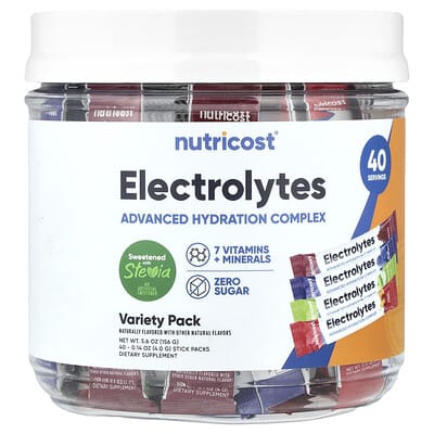 Electrolytes, Advanced Hydration Complex, Variety Pack, 40 Stick Packs, 0.14 oz (4 g ) Each