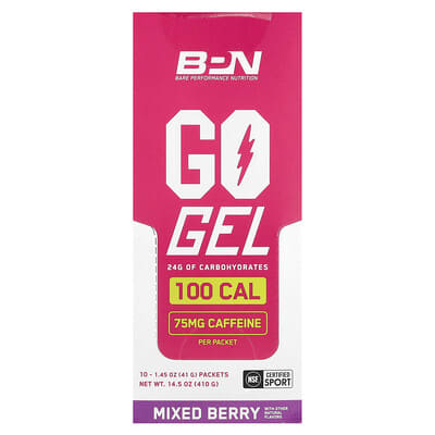 Go Gel, Mixed Berry CAF, 10 пакетиков, 1.45 oz (41 g)