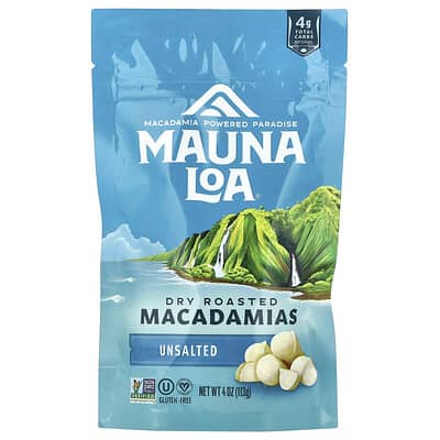 Dry Roasted Macadamias, Unsalted, 4 oz (113 g)
