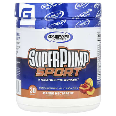 Предтренировочный комплекс SuperPump™ Sport, манго-нектарин, 8.47 oz (240 g)