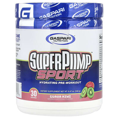 Gaspari Nutrition SuperPump™ Sport увлажняющий предтренировочный комплекс, Guava Kiwi, 8.47 oz (240 g)