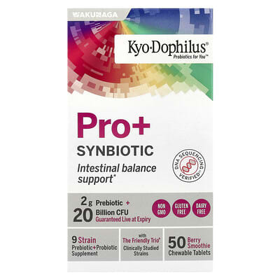 Жевательные таблетки Kyo-Dophilus® Pro+ Synbiotic, Berry Smoothie, 50 Chewable Tablets