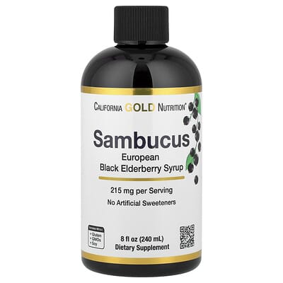 Сироп California Gold Nutrition Adult Sambucus Elderberry, 8 fl oz (240 ml)