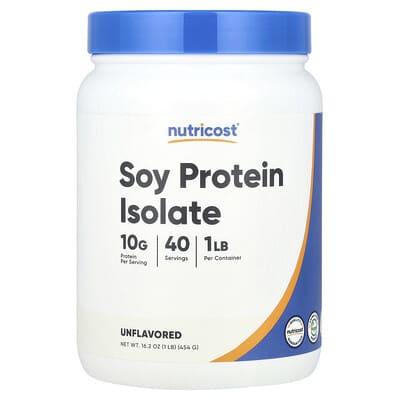 Изолят соевого протеина Nutricost, без вкуса, 1 lb (454 g)