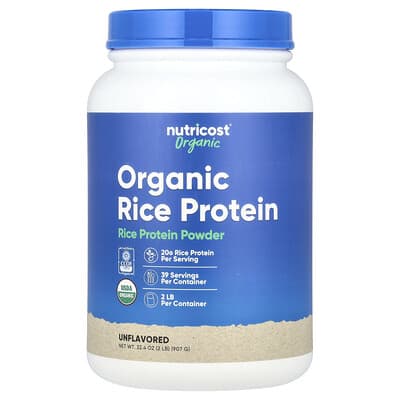 Organic Rice Protein Powder, Unflavored, 2 lb (907 g)