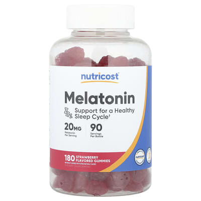 Жевательные конфеты с мелатонином, клубника, 180 шт (10 mg per Gummy)