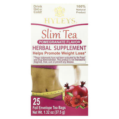 Hyleys Tea Slim Tea, гранат, 25 чайных пакетиков, 1.32 oz (37.5 g)