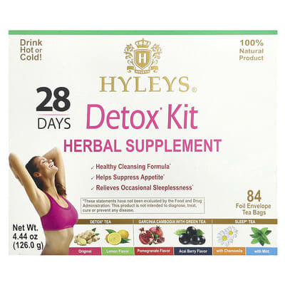 Набор чая Hyleys Tea 28 Days Detox Kit, 84 Foil Envelope Tea Bags, 4.44 oz (126 g)