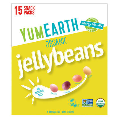 Organic Jelly Beans, 15 Snack Packs, 0.5 oz (14 g) Each