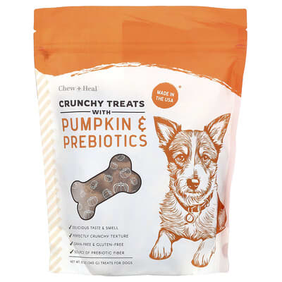 Chew + Heal Хрустящие лакомства с тыквой и пребиотиками для собак всех возрастов 12 oz (340 g)