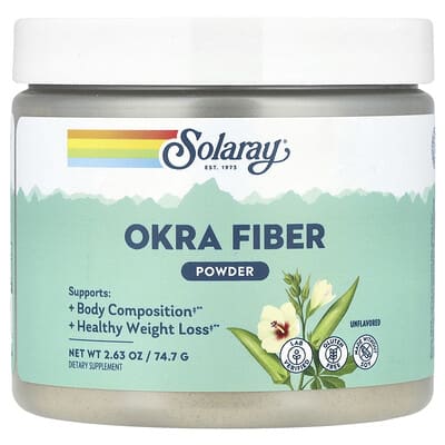 Порошок из волоконсьолы Solaray Okra Fiber Powder, Unflavored, 2.63 oz (74.7 g)