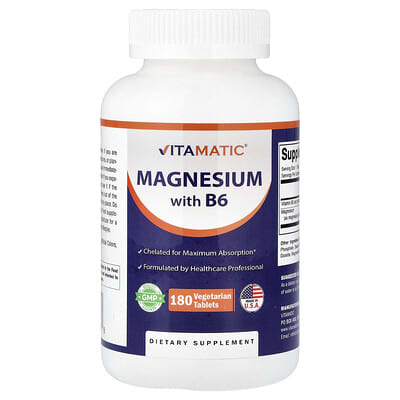 Vitamatic Magnesium с B6, 180 вегетарианских таблеток