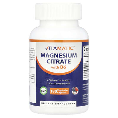 Vitamatic Magnesium Citrate с B6, 180 вегетарианских капсул