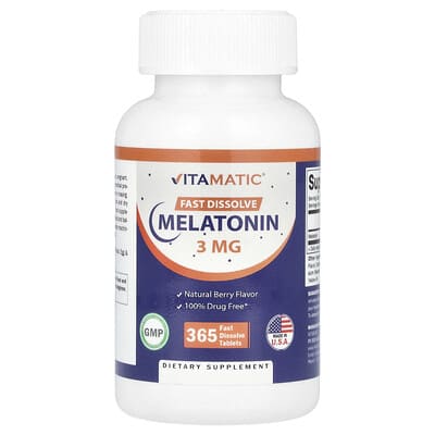 Мелатонин, Natural Berry, 3 мг, 365 быстрорастворимых таблеток