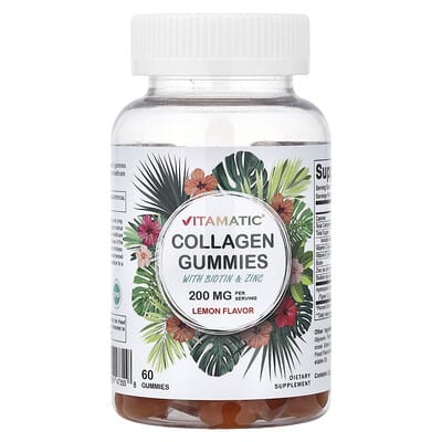 Vitamatic жевательные мармеладки с коллагеном, биотином и цинком, Lemon, 60 шт.