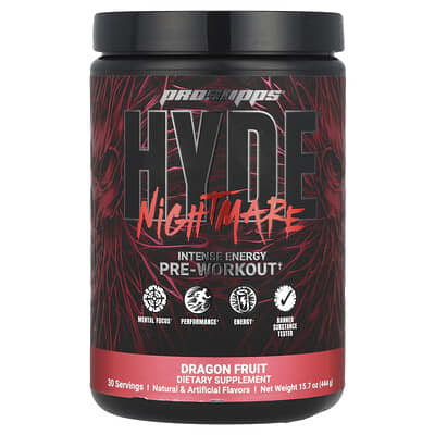 HYDE® Nightmare, Intense Energy Pre-Workout, Dragon Fruit, 15.7 oz (444 g)