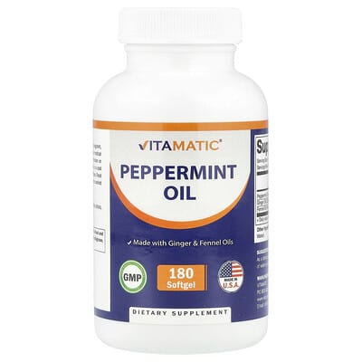 Vitamatic Peppermint Oil, 180 мягких капсул