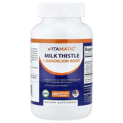 Milk Thistle + Dandelion Root, 180 Vegetarian Capsules