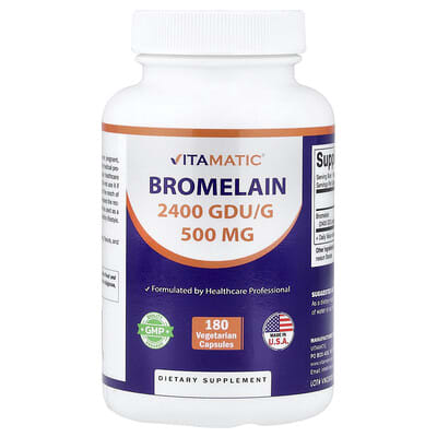 Бромелаин Vitamatic, 500 mg, 180 вегетарианских капсул