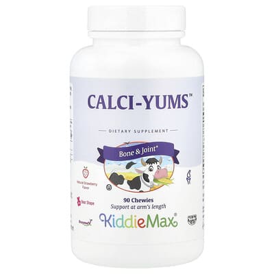 KiddieMax® Calci-Yums™, натуральный клубничный вкус, 90 жевательных конфет