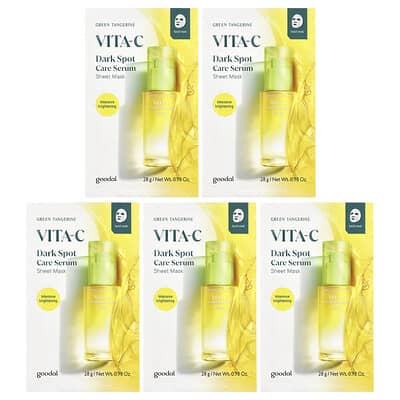Goodal, тканевые маски для лица Green Tangerine Vita-C, 5 шт., 0.98 oz (28 g) каждая