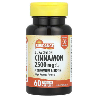 Ультра Ceylon Cinnamon + Chromium & Biotin, 60 вегетарианских капсул
