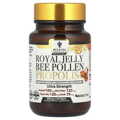 Королевское железо, пчелиная пыльца, прополис Bee & You, 60 таблеток