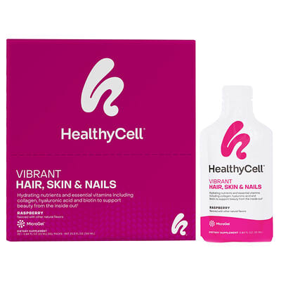 HealthyCell Vibrant Hair, Skin & Nails, малина, 30 гелевых капсул по 25 мл