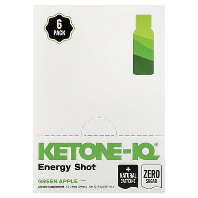 Energy Shot, Green Apple, 6 Bottles, 2 fl oz (59 ml) Each