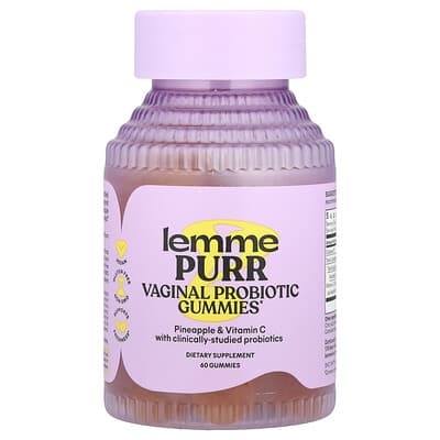 Purr, Vaginal Probiotic Gummies, Pineapple, 60 Gummies