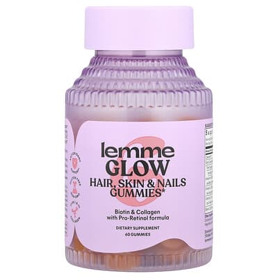Glow, Hair, Skin & Nails Gummies, Peach, 60 Gummies