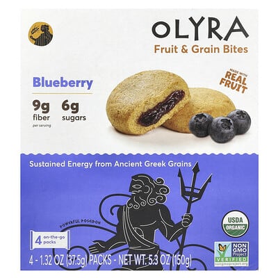 Fruit & Grain Bars, Blueberry, 4 Packs, 1.32 oz (37.5 g) Each